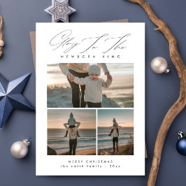 Cartão De Festividades Script Minimalist Glory Family 3 Photo Christmas