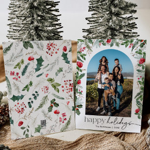 Cartão De Festividades Script Moderno com Foto do Arco Botânico Elegante