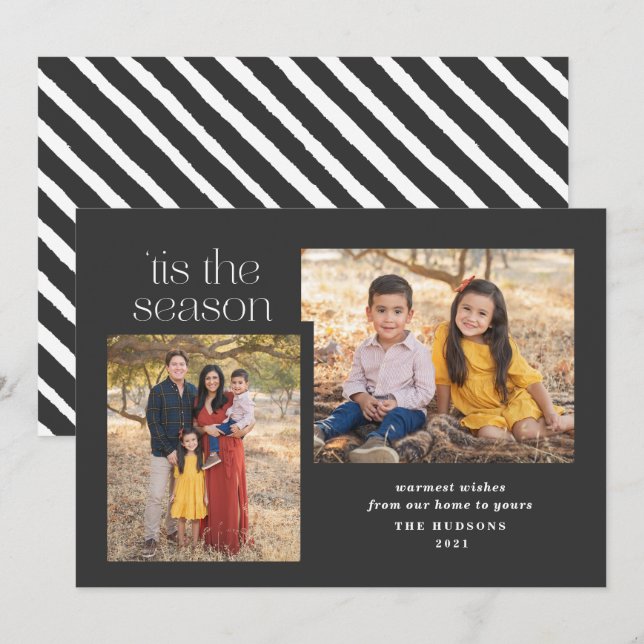 Cartão De Festividades Script Moderno Esta Foto Da Caligrafia Da Estação (Frente/Verso)