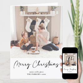 Cartão De Festividades Script preto moderno em uma foto minimalista bege