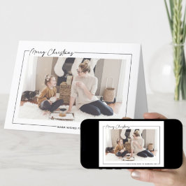 Cartão De Festividades Script preto moderno em uma foto minimalista bege