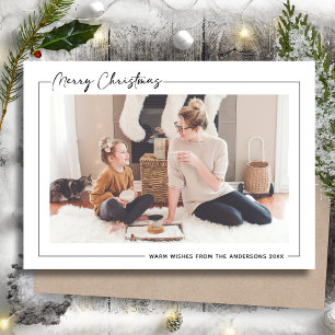 Cartão De Festividades Script preto moderno em uma foto minimalista bege