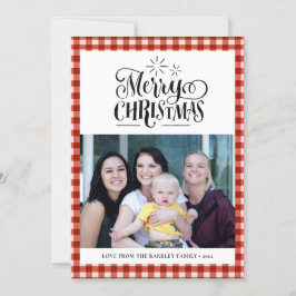 Cartão De Festividades Script Simples de Diversão de Xadrez Red Buffalo M