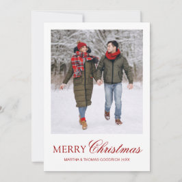 Cartão De Festividades Script Simples e Elegante Quadro Branco Foto Natal