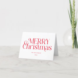 Cartão De Festividades Script Simples Felry Natal Red Holiday Card