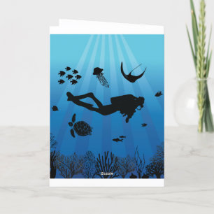 Cartão De Festividades Scuba Diver Underwater Sealife