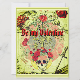 Cartão De Festividades Scull e Rosa Bush Poster