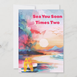 Cartão De Festividades Sea You Soon Times Two Twin Baby Shower Invitation