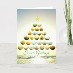 Cartão De Festividades Seas e Saudações Shell Christmas Tree Card