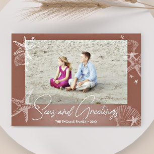 Cartão De Festividades Seas & Saudações Terracotta Photo Beach Starfish
