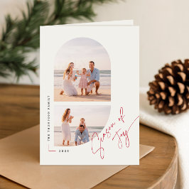 Cartão De Festividades Season of Joy Elegant Script Family Photo Folded