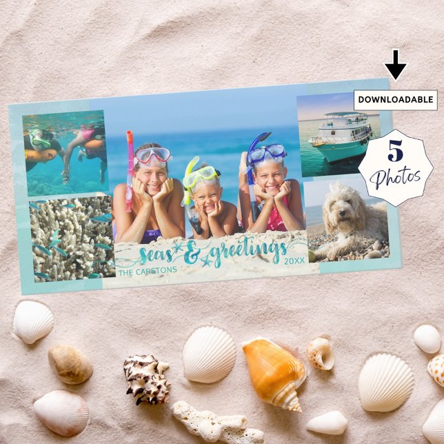 Cartão De Festividades SEAson Tropical Saudações Escoteiro 5 Fotos (Criador carregado)