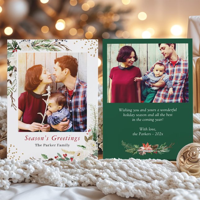 Cartão De Festividades Seasonal Rustic Berries Floral Natal 2 Foto (Criador carregado)