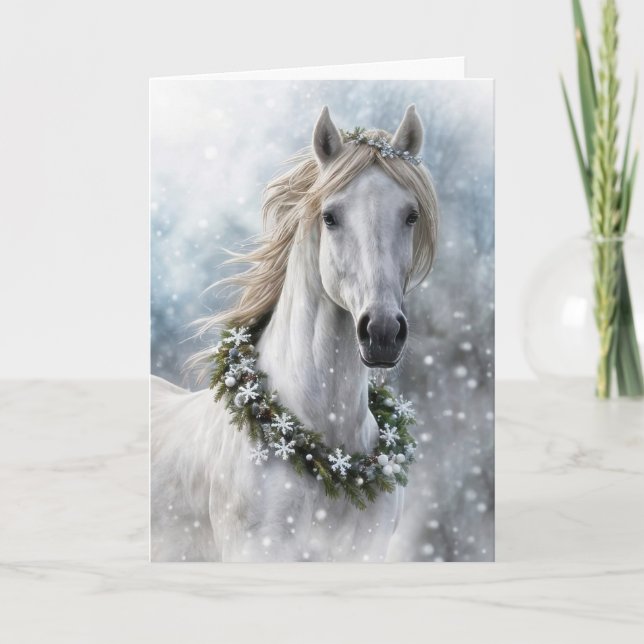 Cartão De Festividades Seasons Greetings Christmas Holiday Horse (Frente)