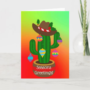 Cartão De Festividades Seasons Greetings Holiday Cactus