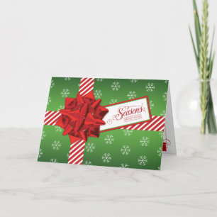 Cartão De Festividades Season's Greetings Holiday Card Faux Gift Box