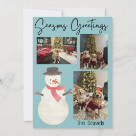 Cartão De Festividades Seasons Greetings Snowman Photo Card