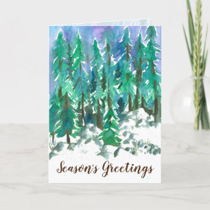 Cartão De Festividades Season's Greetings Winter Forest Snow Scene