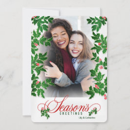 Cartão De Festividades Seasons saúda Holly e Berries - Foto Vertical