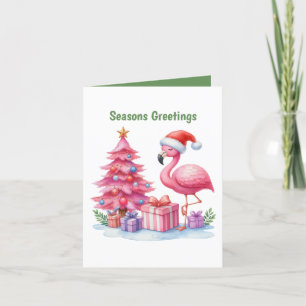 Cartão De Festividades Seasons Saudações cor-de-rosa flamingo personalizá