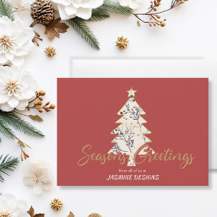 Cartão De Festividades Seasons saudando Pine Tree Red Business