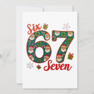 Cartão De Festividades Seis Sete 67 6 7 Meme Natal Xmas Chapéu do Papai N