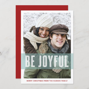 Cartão De Festividades Seja alegre com a tipografia e a sobreposição de f