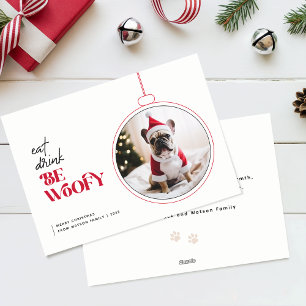 Cartão De Festividades Seja Cachorro Família Pet Cão Filhote Foto Natal