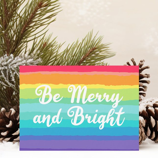 Cartão De Festividades Seja Feliz e Orgulho gay Brilhante no Natal (Criador carregado)