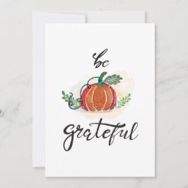 Cartão De Festividades Seja grata abóboras aquarela feliz Ação de Graças