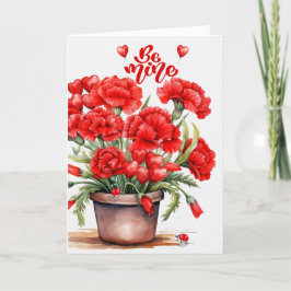 Cartão De Festividades Seja meu Dia de os namorados Cravos Vermelhos e Co