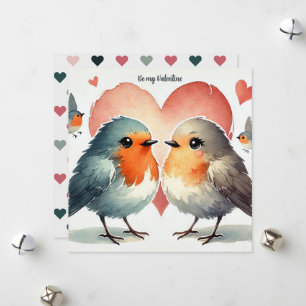 Cartão De Festividades "Seja Meu Namorado" Aquarela  Corações de Robin