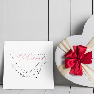 Cartão De Festividades Seja Meu Valentim Desenhado a Linha Segurando Mãos