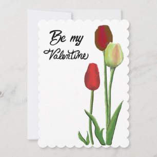 Cartão De Festividades Seja o meu design de tulipa vermelho e amarelo no