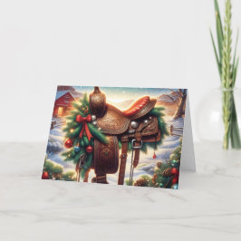 Cartão De Festividades Selim Ocidental no Natal do Poste da Cerca