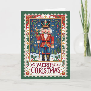 Cartão De Festividades Selo de Natal do Esmagador de Nozes Vintage