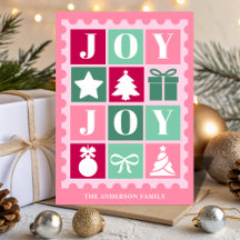 Selo de Natal Pink Retro Joy