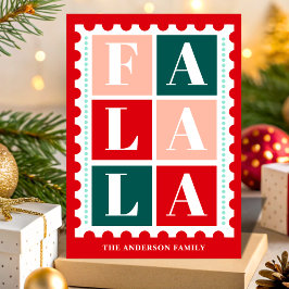 Cartão De Festividades Selo de Natal Retro Fa La La
