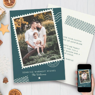 Cartão De Festividades Selo Postal de Foto de Família Divertida e Moderna