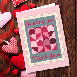 Cartão De Festividades Selo Postal Enviando Muito Amor Dia dos Namorados