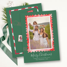 Selo Vintage Vermelho Verde Família Natal