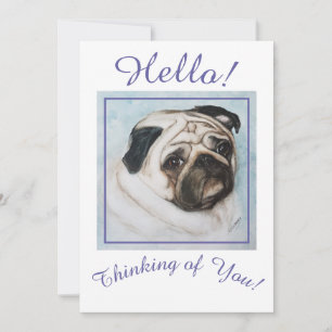 Cartão De Festividades Sempre a pensar em ti Pug Puppy