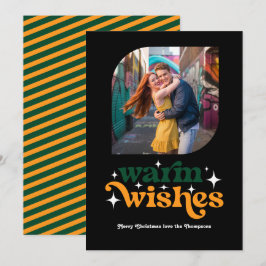 Cartão De Festividades Sempre Verde e Brilhante Moderno Retro Natal Foto