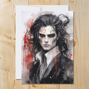 Cartão De Festividades Senhor Vampiro Sonhador Bonito Design Aquarela