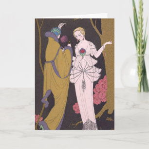 Cartão De Festividades Senhora do art deco - duas senhoras na floresta