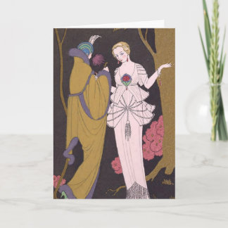 Cartão De Festividades Senhora do art deco - duas senhoras na floresta