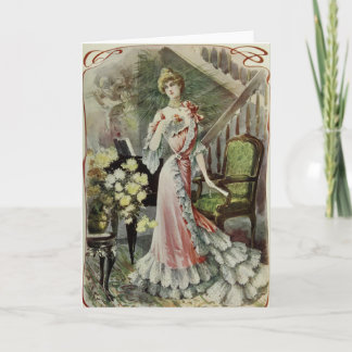 Cartão De Festividades Senhora do Victorian - forma francesa do vintage -