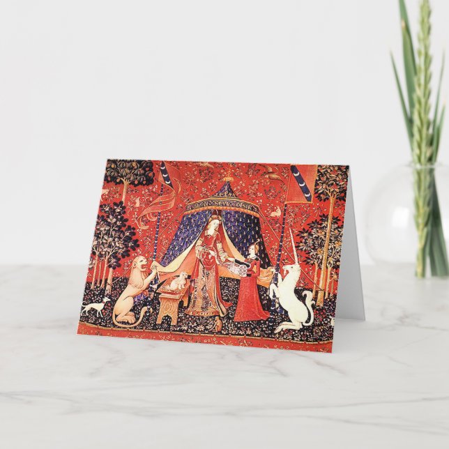 Cartão De Festividades "Senhora & o unicórnio " (Frente)