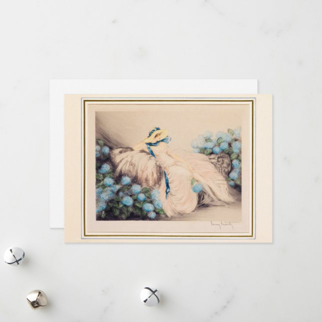 Cartão De Festividades Senhora Rosa, 1933, por Louis Icart (Frente/Verso In Situ)