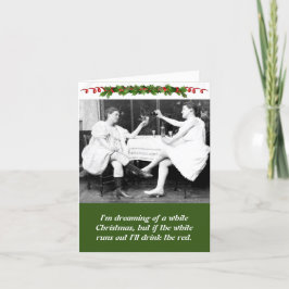 Cartão De Festividades Senhoras Engraçadas Bebem Vinho No Natal